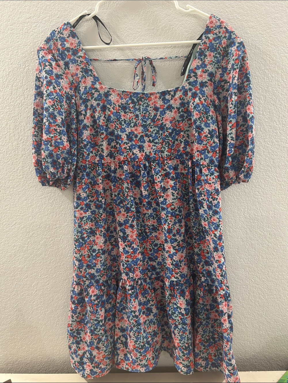 BCBG Paris Floral Mini Dress with Puff Sleeves